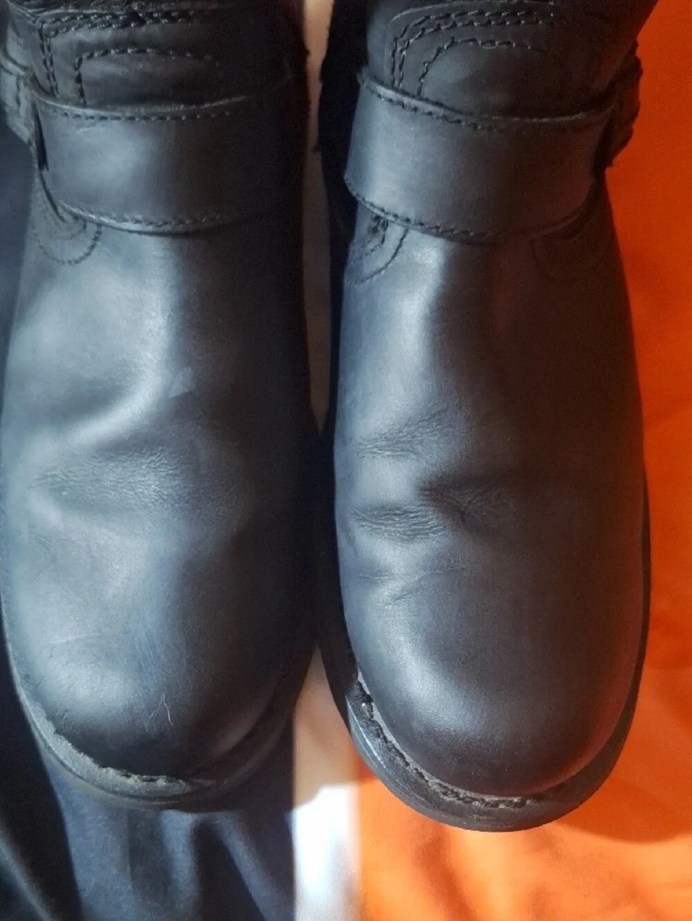Harley-Davidson Black Leather Harness Zip Motorcycle Boots
